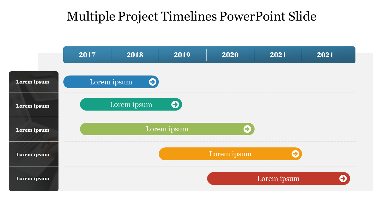 Multiple Project Timelines PowerPoint Slide